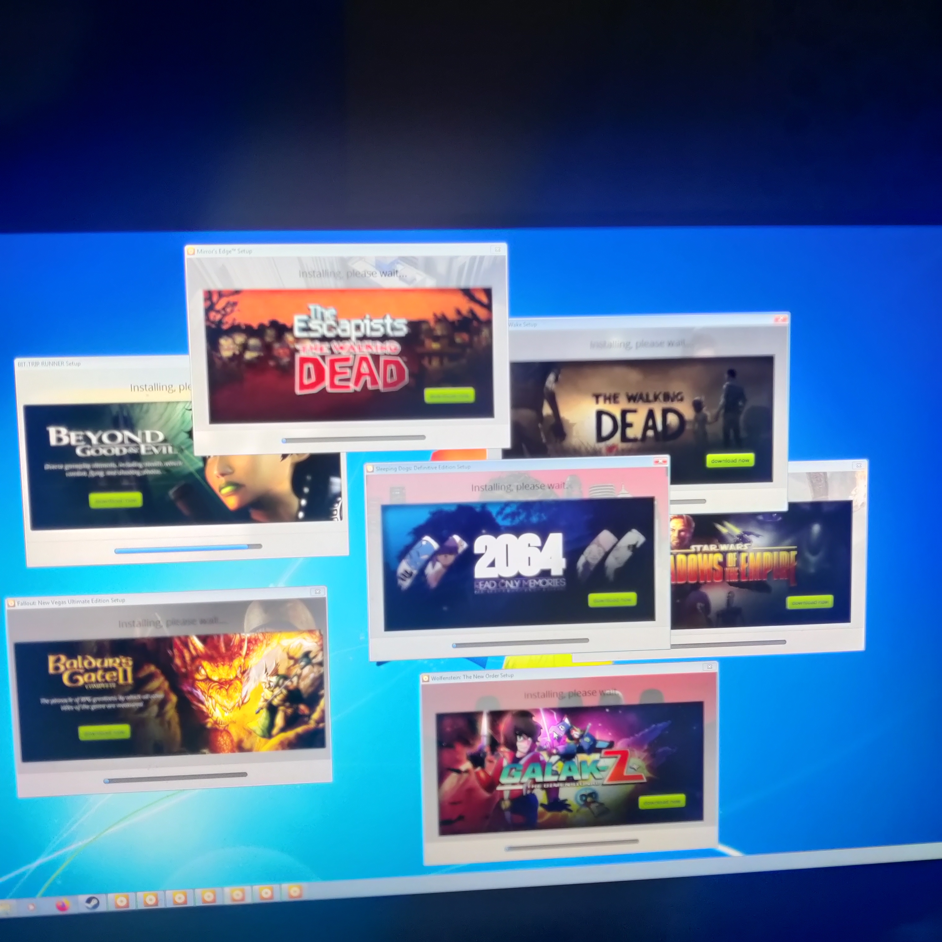 A stock Windows 7 install showing many game installers